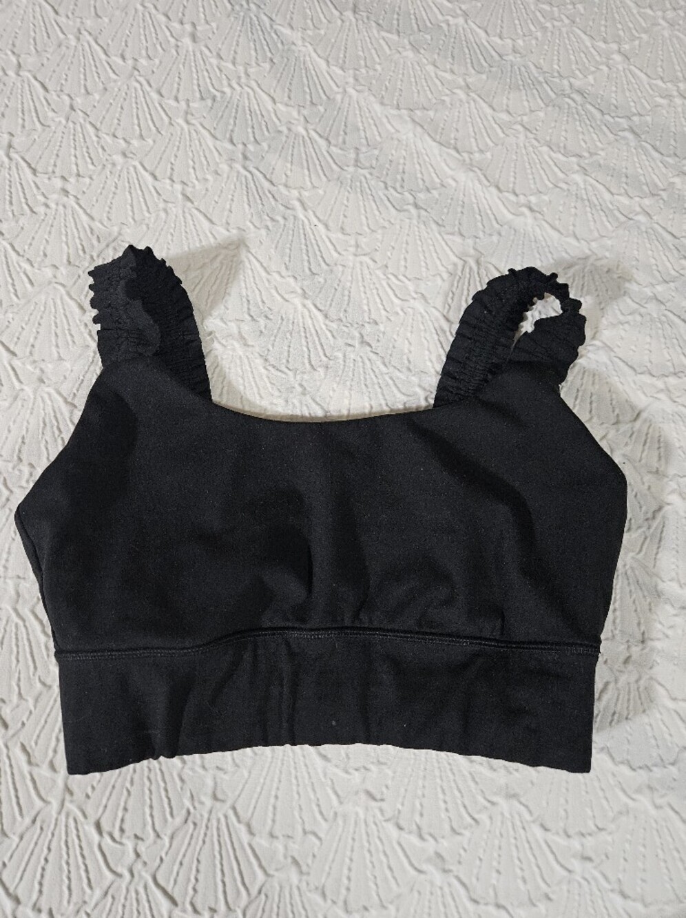 Sincerely Jules Active Black Ruffled Strap Crop Bralette Size S